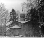 Церковь Воскресения Христова. XV в. Вид с северо-востока после реставрации. Фото  1963 г.  д.Пустое Воскресение, Пыталовский р-он.