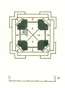 Колокольня церкви Успения с Полонища. 1810 г.  План 3 яруса.  г.Псков, ул.Георгиевская, 3.