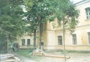 Дом Медема (доходный). Около 1907 г. Фрагмент дворового фасада. Центральная часть. Фото 2001 г.  г.Псков, ул.Гоголя, д.14.