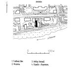 Псковская обл., г. Остров, ул. 25 Октября, 32-а  Усадьба городская Коробовского. Амбар (большой)  Около 1893 г.  Генплан.