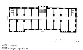 г. Псков, ул. Советская, 85  Общежитие треста "Псковстрой". 1955 г.  План 2-го этажа.